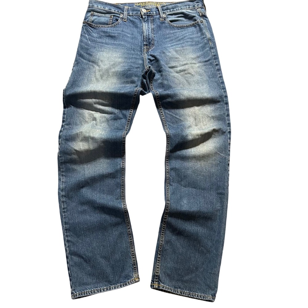 American Eagle Relaxed Straight Jeans Mens 38x34 Blue Medium Wash Denim
